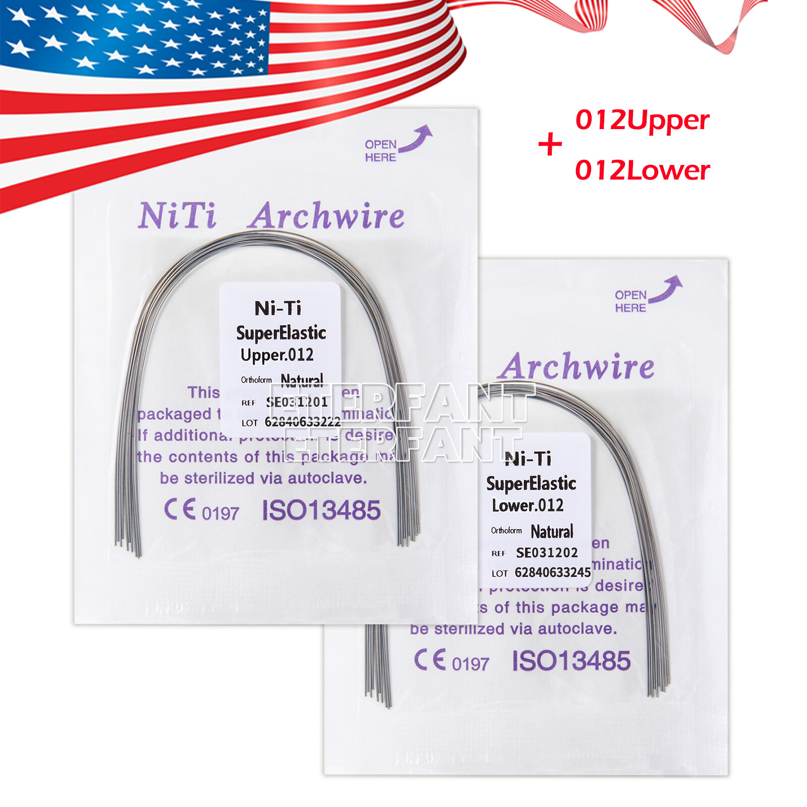 ETERFANT Dental Ortho Arch Elastic Wires NITI/Stainless Steel 10pcs/pack