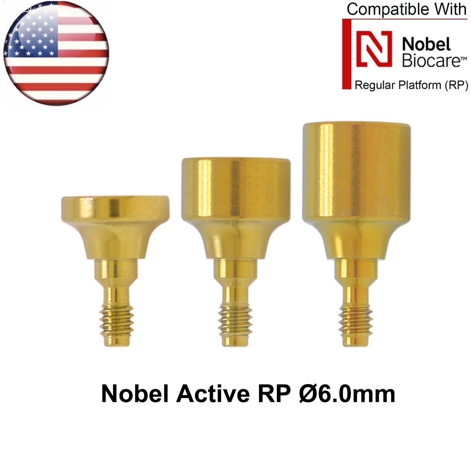 US Dental Healing Cap Abutment NP/RP Compatible with Nobel Active ∅3.6 ∅5.0 ∅6.0