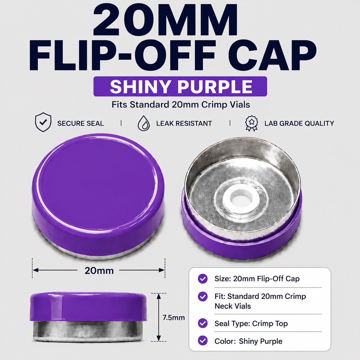 20mm Vial Flip Off Caps Aluminum Seals Assorted Colors 1000 Pack USA Seller