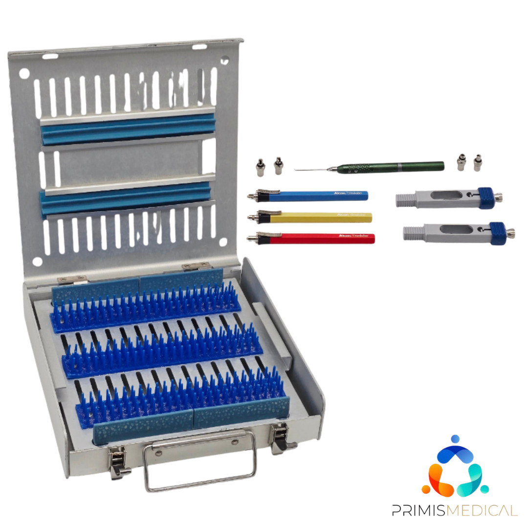 Alcon Grieshaber Ophthalmic Instrument Set w/ Handles Tips Tray Case