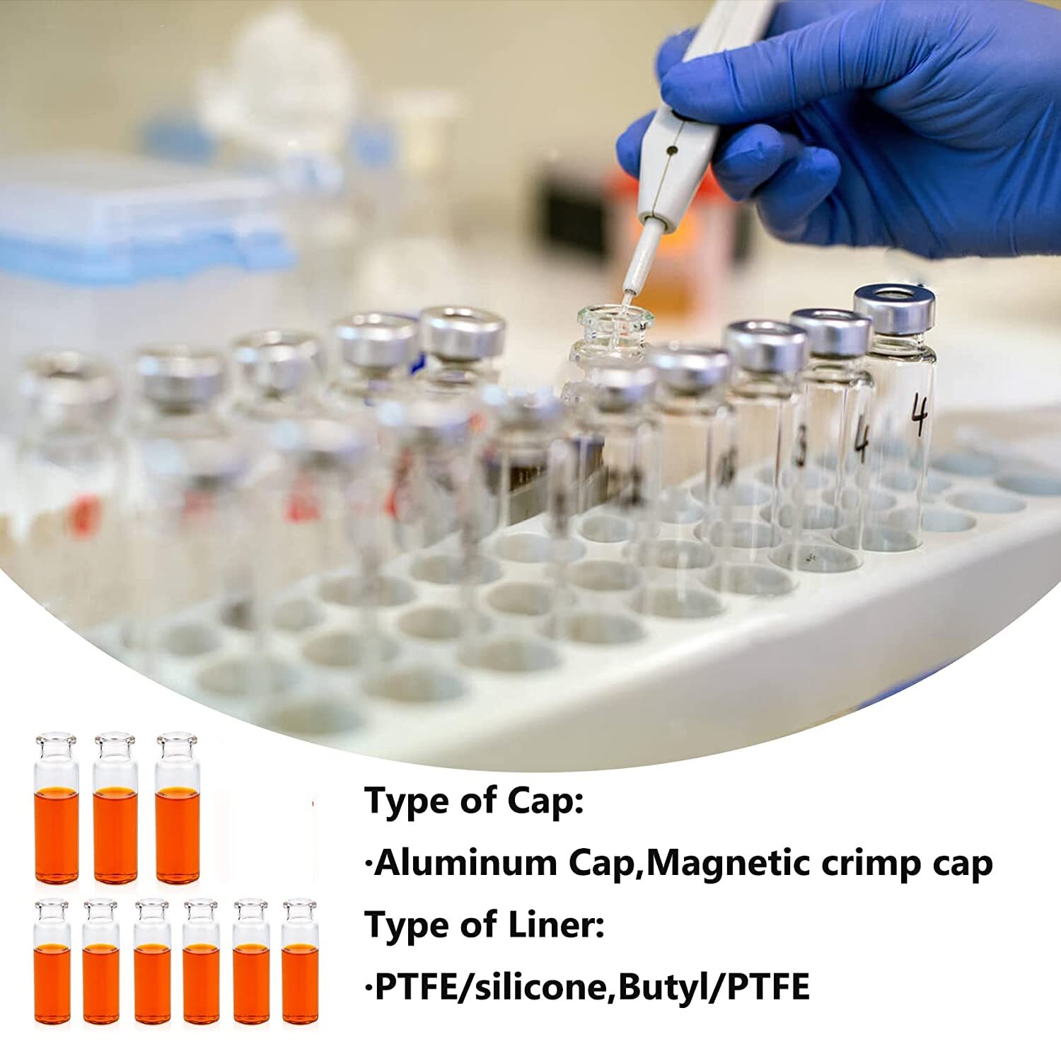 (1000PCS) 10ml Sample Vials Clear Glass Bottle 20mm Crimp Top Headspace Bevelled