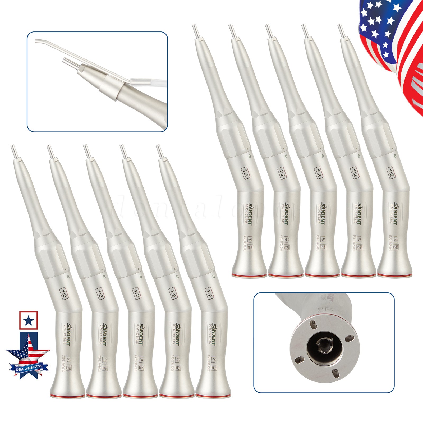 1-100 SANDENT Dental 1:2 Surgical Osteotomy Low Speed Handpiece 20º Contra Angle