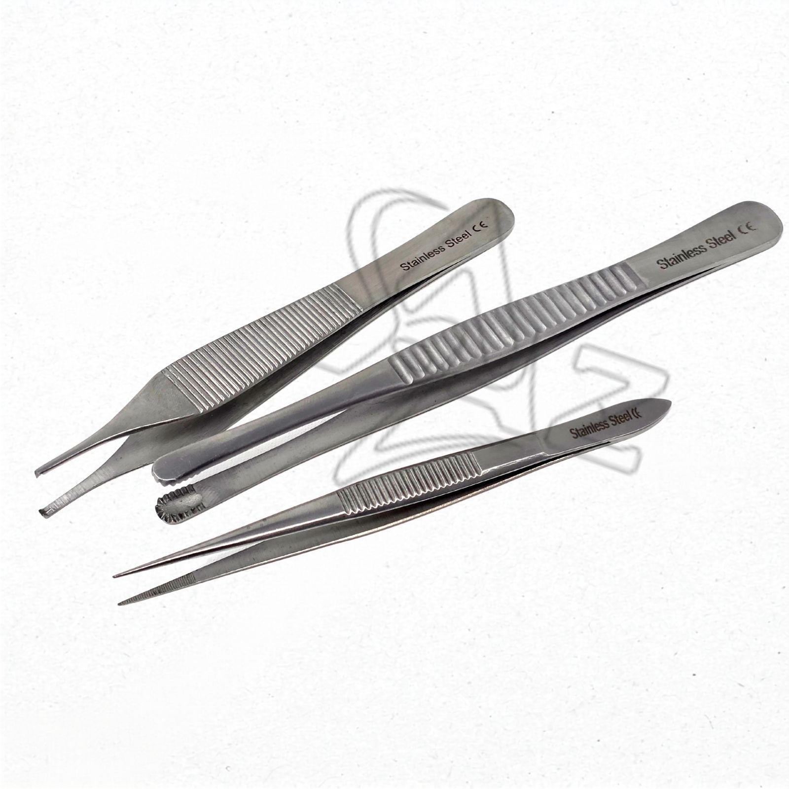 Adson Kocher Forceps Micro Serrated Surgical Dressing & Russian Tweezers – 3Pcs