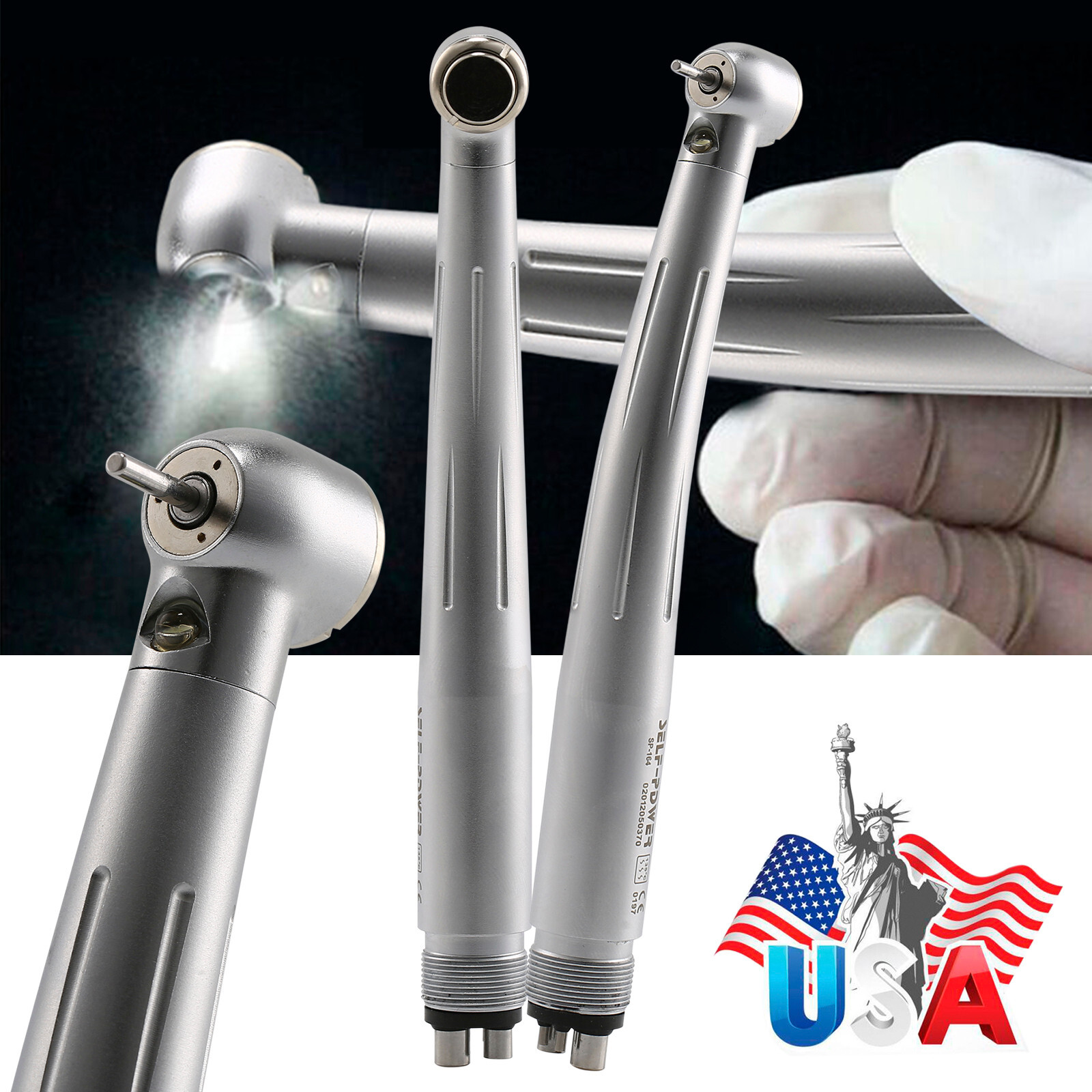 NSK Style Dental Fiber Optic LED E-generator High Speed Handpiece Turbine 4 HOLE