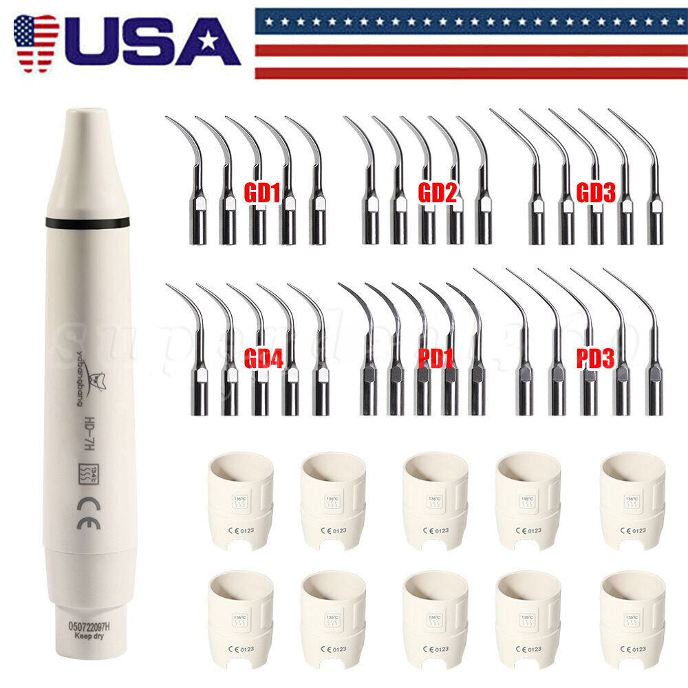 Dental Ultrasonic Scaler Handpiece HD7H/5*Perio scaling Tips Fit for DTE Satelec