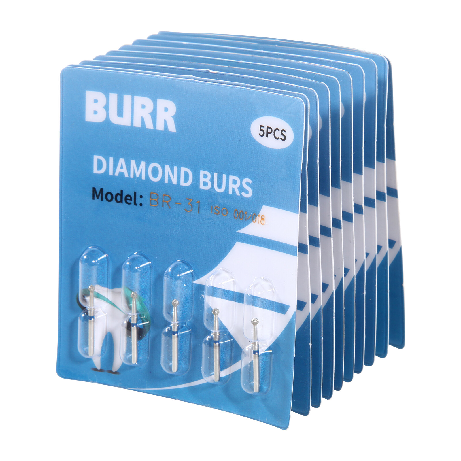 5pcs Fresas dentales de diamante redondas para pieza de mano alta velocida 1.6mm