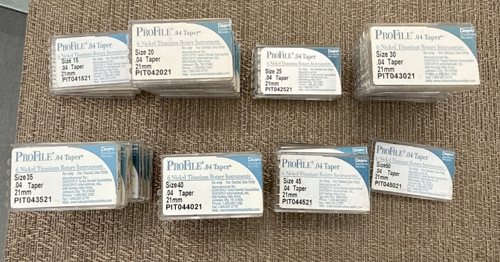 ProFile .04 Taper Nickel Titanium ISO Rotary files, DENTSPLY, NiTi 21mm Size…