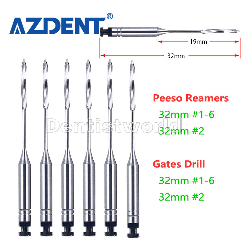 Dental Endodontic Peeso Reamers Gates Drill Stainless 32mm 1#-6# Staniless Steel