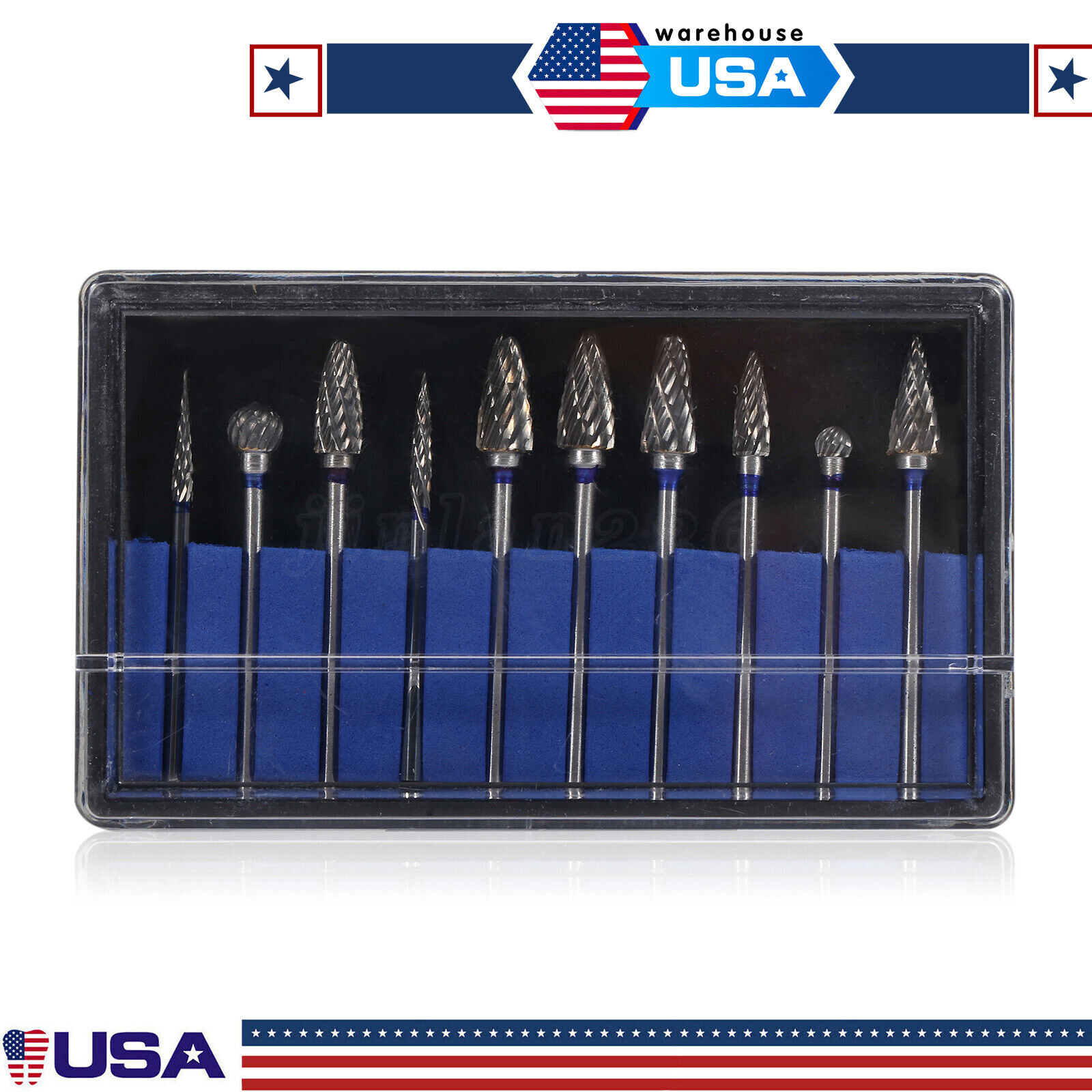 10 Pcs HP Tungsten Steel Carbide Cutter Dental Denture Burs Lab Drill Polisher P