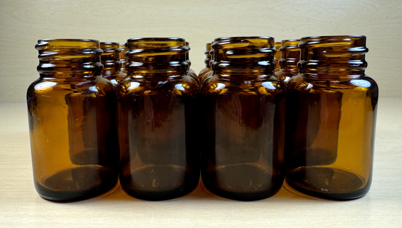 Amber Glass Bottles Vials – Boston Round – 35mL – Wide Mouth – Screw On – Lot 12
