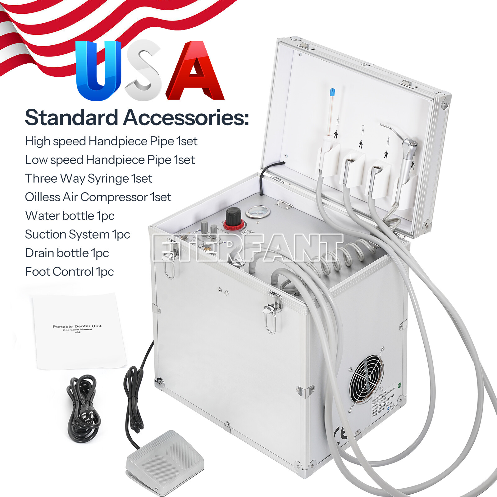 BD-402 Portable Dental Delivery Unit Air Compressor Suction System 4 Holes