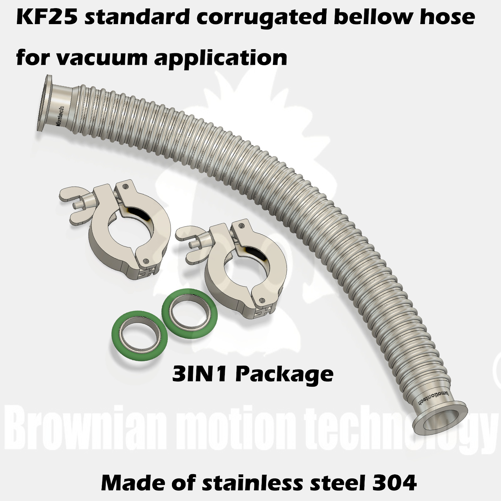 NW25 KF25 bellow hose vacuum coupling corrugated hose w/ clamp set 1 ft to 10 ft