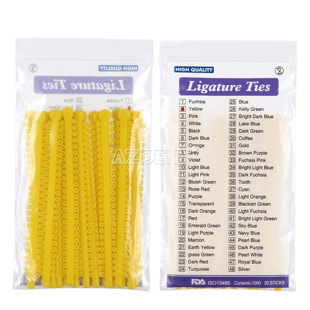 AZDENT Dental Orthodontic Ligature Ties Elastic Rubber Bands 1000 Ties/Bag