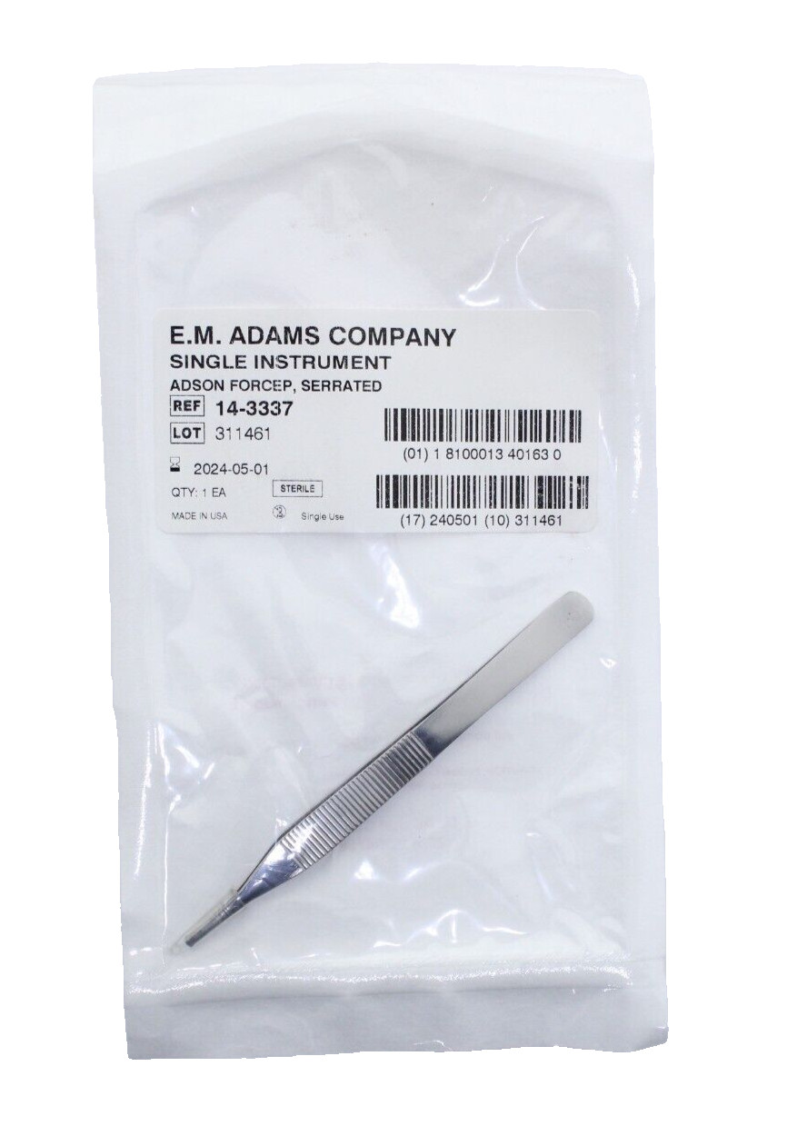 20-PACK / ADAMCO Adson Forceps, 4.75″, Straight, Serrated – 14-3337 – STERILE