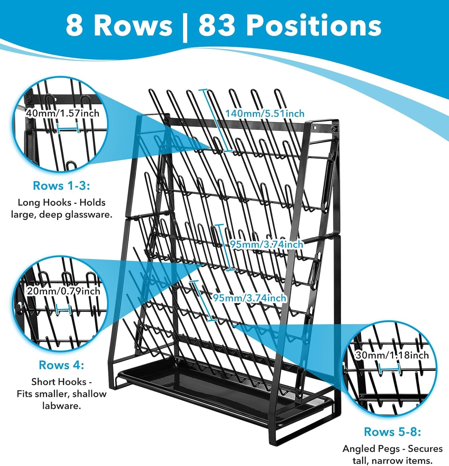 Lab Drying Rack Draining Rack Glassware,Bottles Dry Stand Steel Wire Dryer Stand