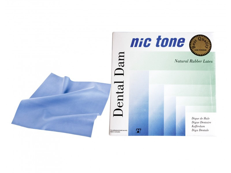 NIC TONE® Natural Rubber Latex Dental Dam Medium-Blue 6″ x 6″ – MDC Dental