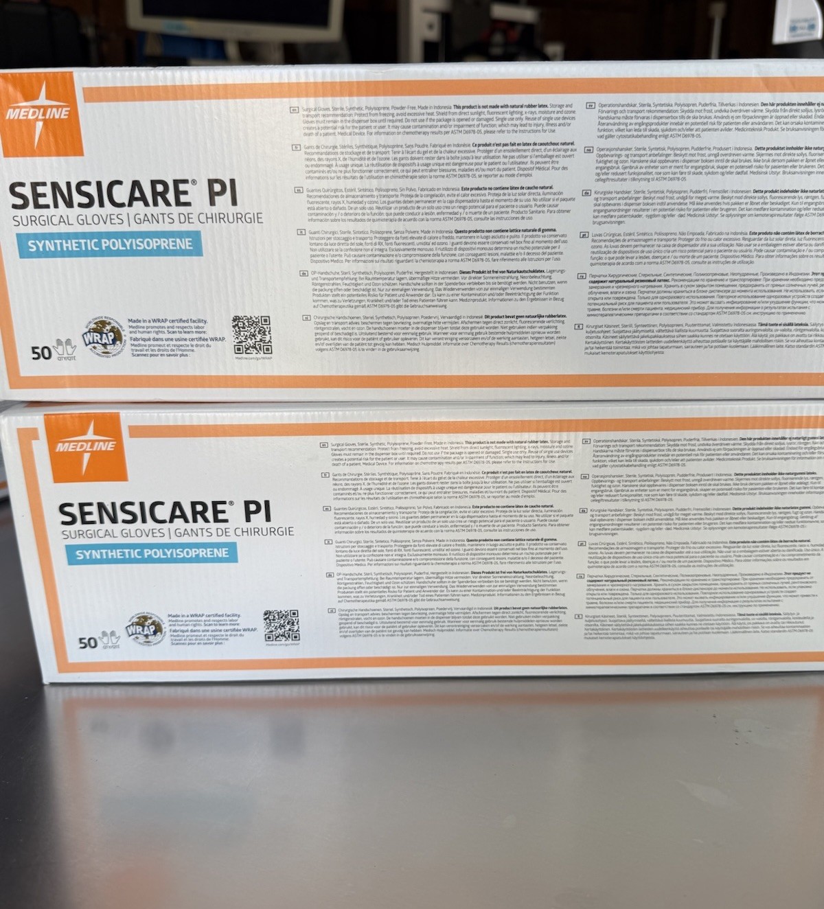 *50-Pairs* Medline SensiCare PI Surgical Gloves Size-6.5 Sterile MSG9065 (box)