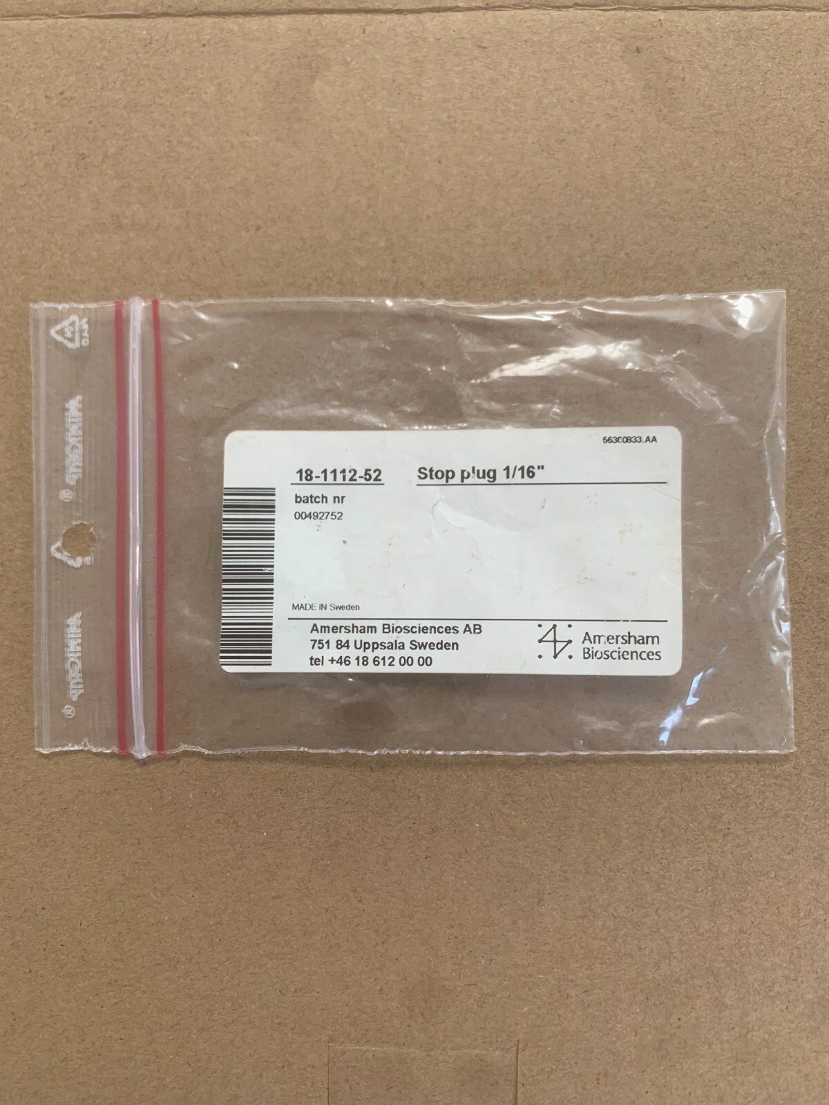 NEW Amersham Biosciences Stop plug 1/16″ PN 18-1112-52 18111252