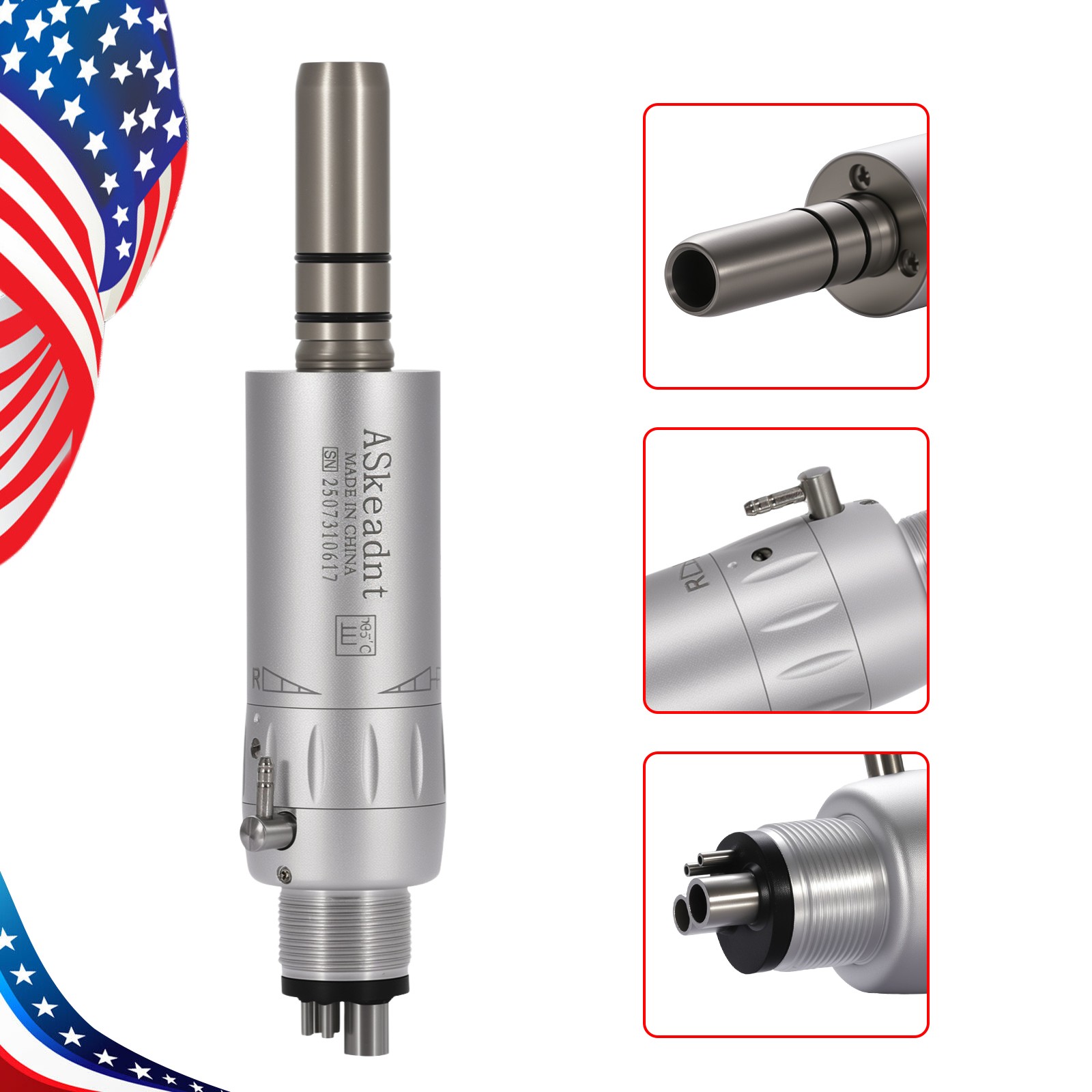 ASK Dental Low Speed Handpiece Contra Angle Air Motor E-type 2/4 Hole Fit NSK