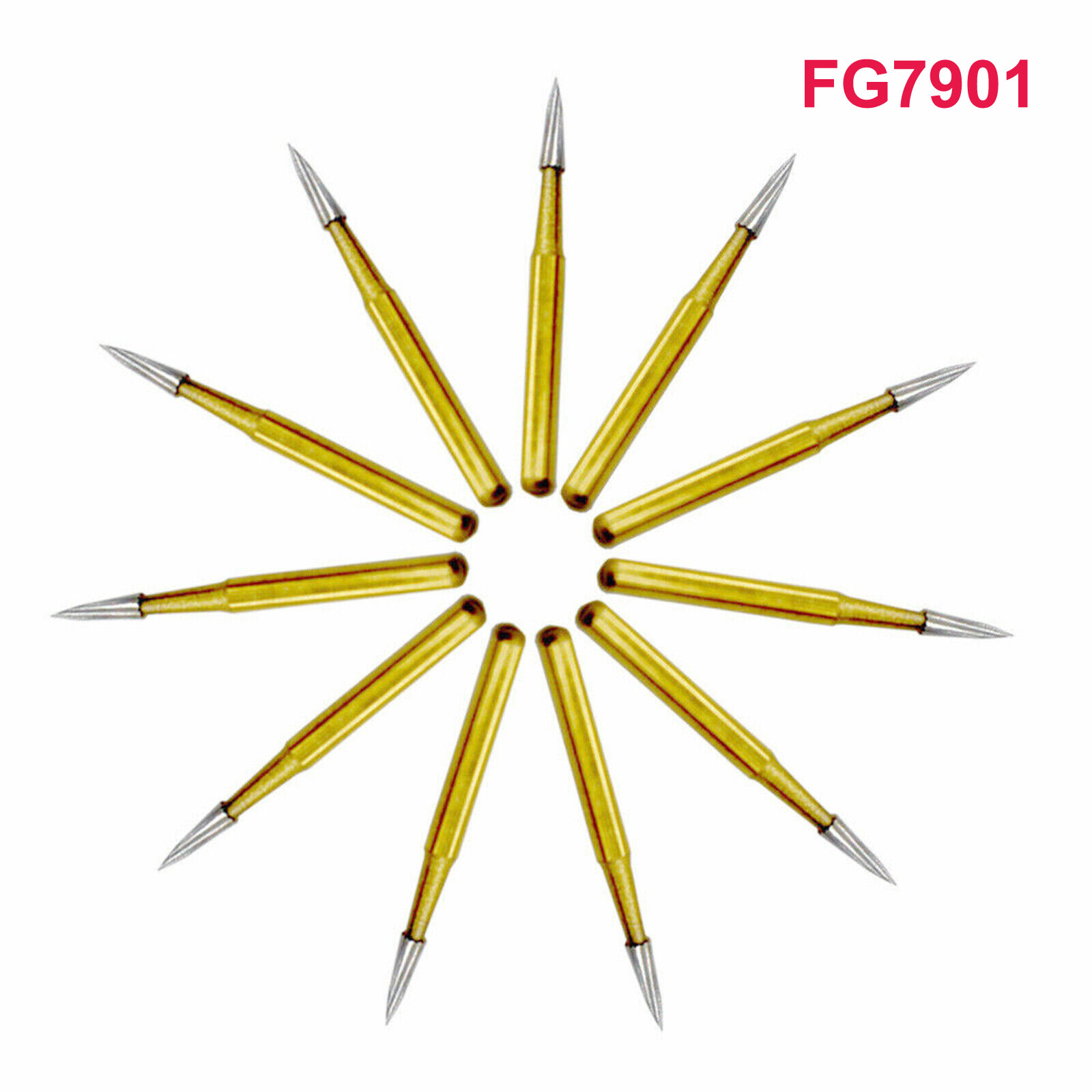 10 Pcs Dental Trimming&Finishing Burs Gold Carbide Burs 7901/7803/7104/7404/1957