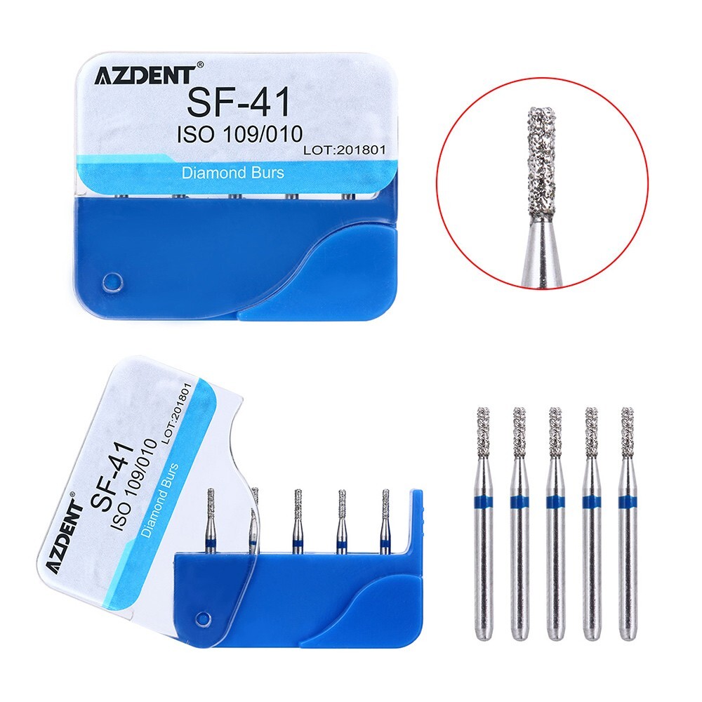 100Pcs AZDENT Dental Diamond Burs High Speed Handpiece Friction Grip 20 Types