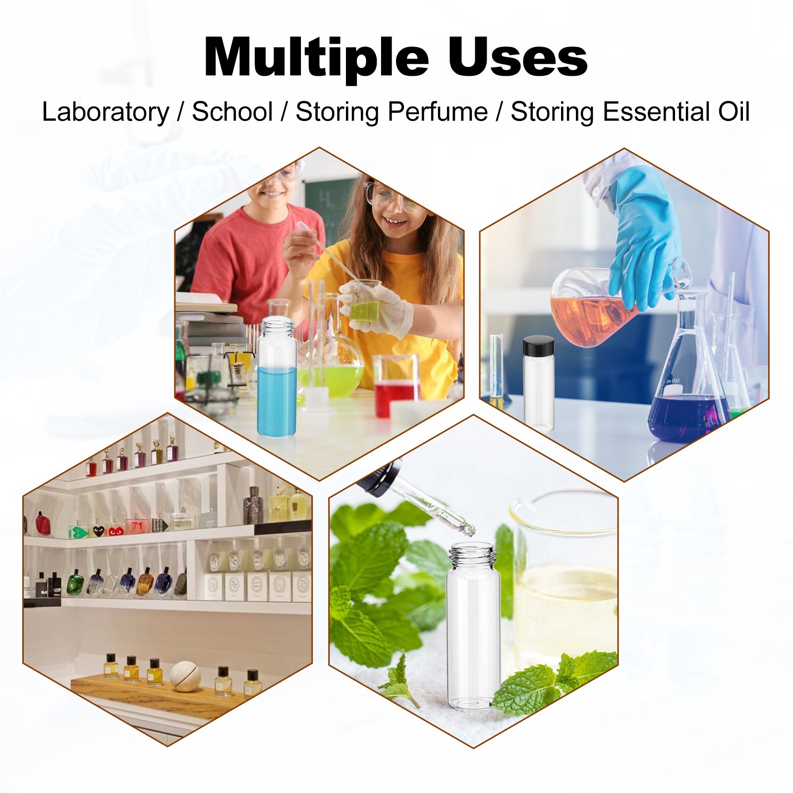 Professional-Grade 30ML Glass Sample Bottles – 50 Leakproof Vials for Liquids