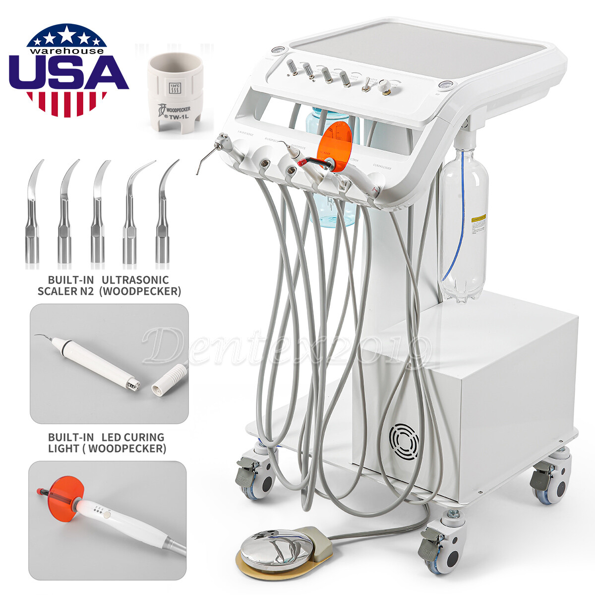 Portable Dental Mobile Unit with Air Compressor scalers Curing/Dental Unit Chair