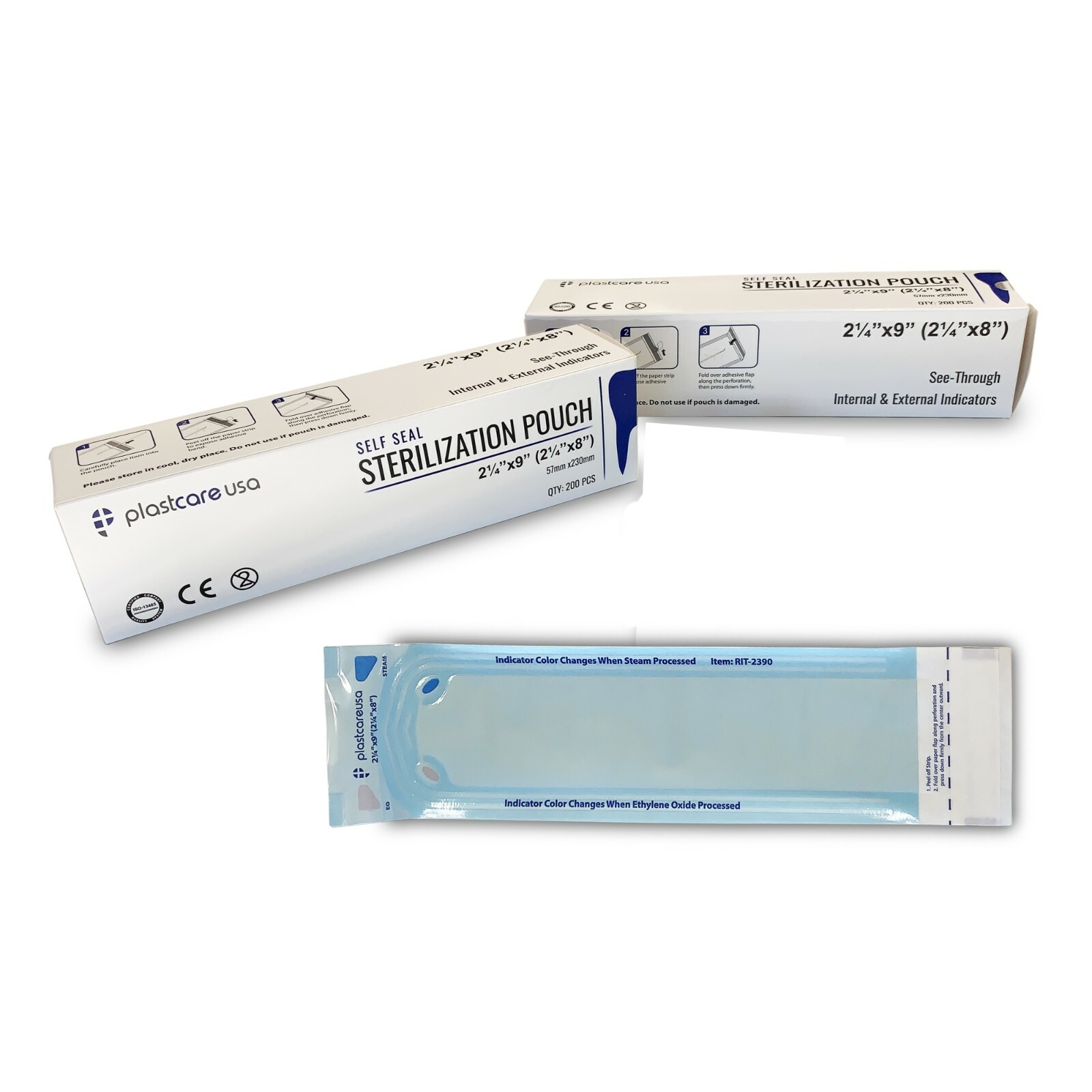 1000 2.25″ x 9″ Sterilization Pouch Dual Indicator Dental Tattoo 7/22 Short Exp