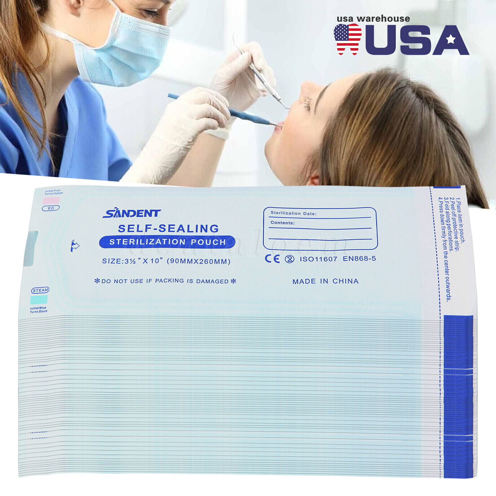 up to 7000 Sterilization Pouches 3.5 ” x 10 ” Dental Medical Self Seal Pouch Bag