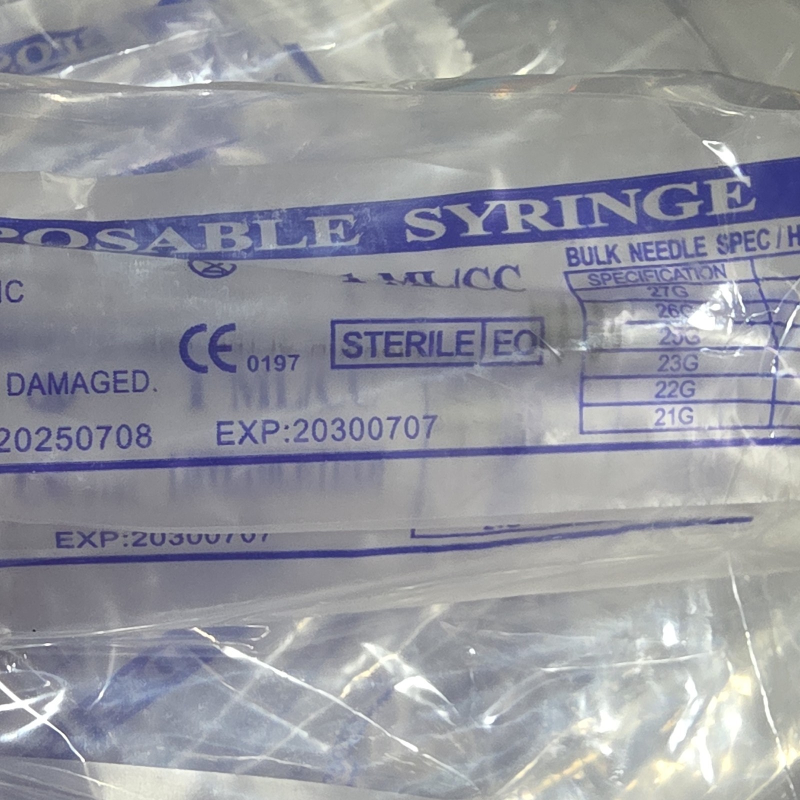 Lot of 50 Sterilized 1ML/CC DISPOSABLE SYRINGE NO NEEDLE INDIVIDUALLY WRAPPED