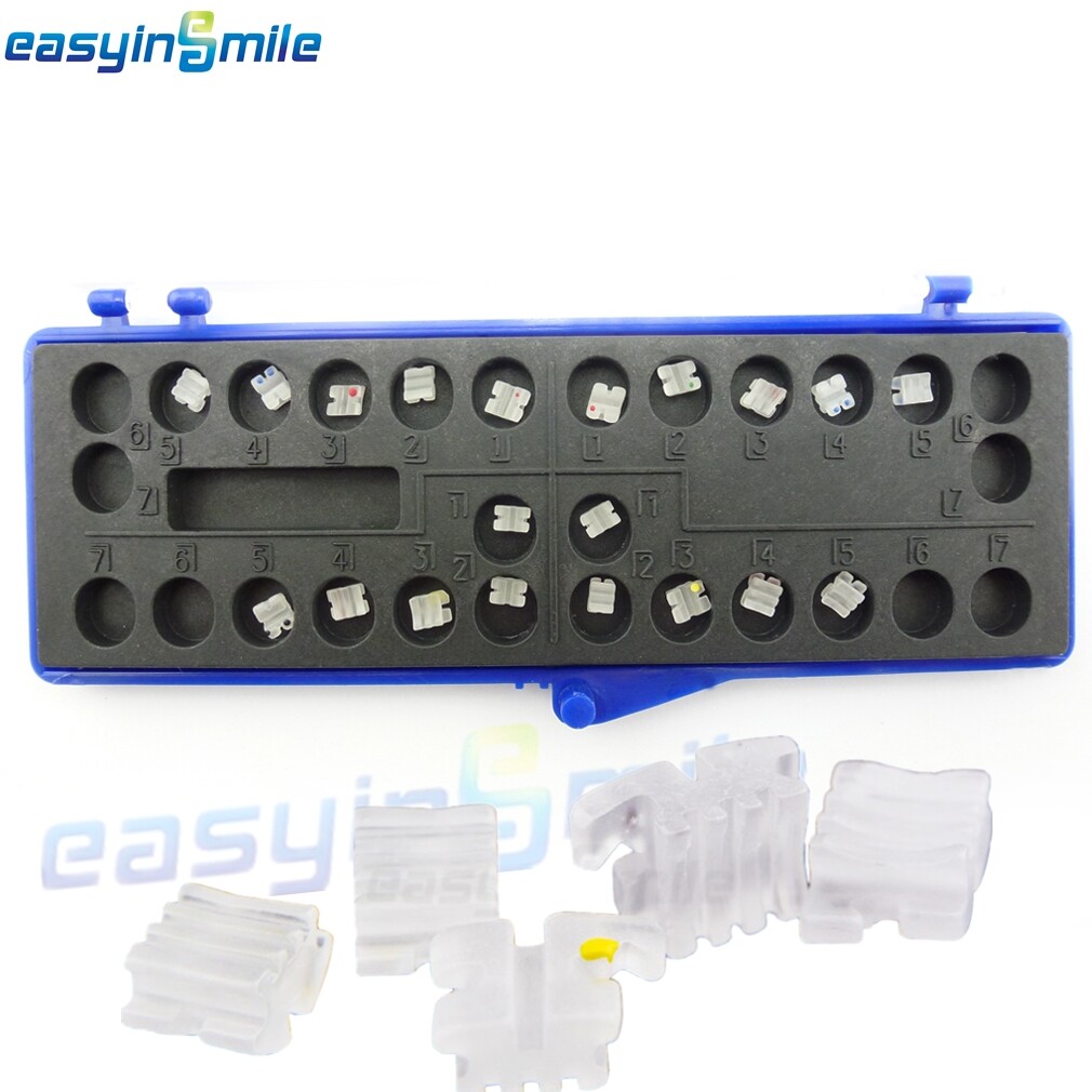 5Packs Dental Orthodontic MINI Ceramic Brackets Roth 022 3.4.5 Hook EASYINSMILE