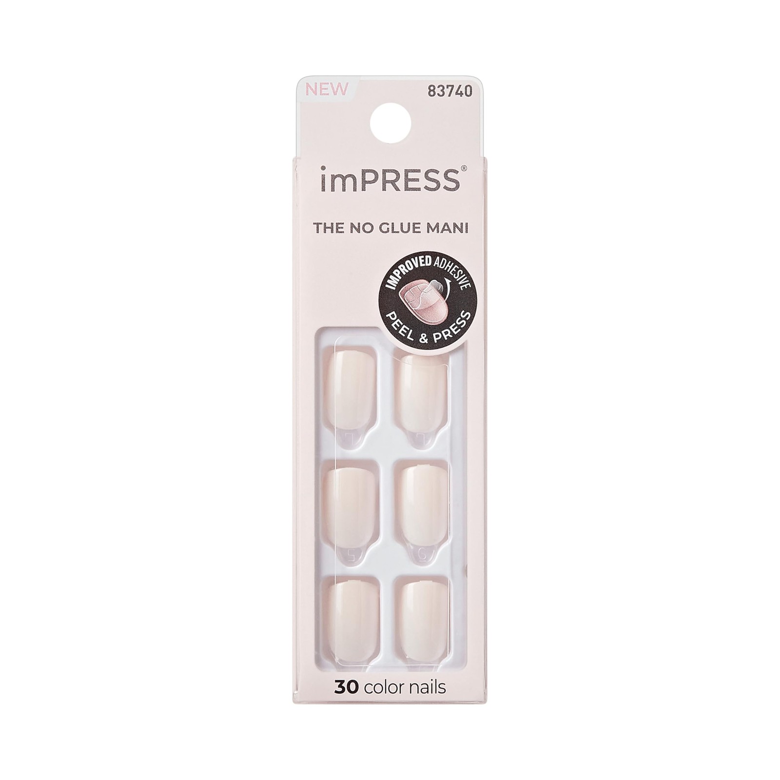 Kiss Impress No Glue Mani Press On Nails Color Point Pink Pink Short Size