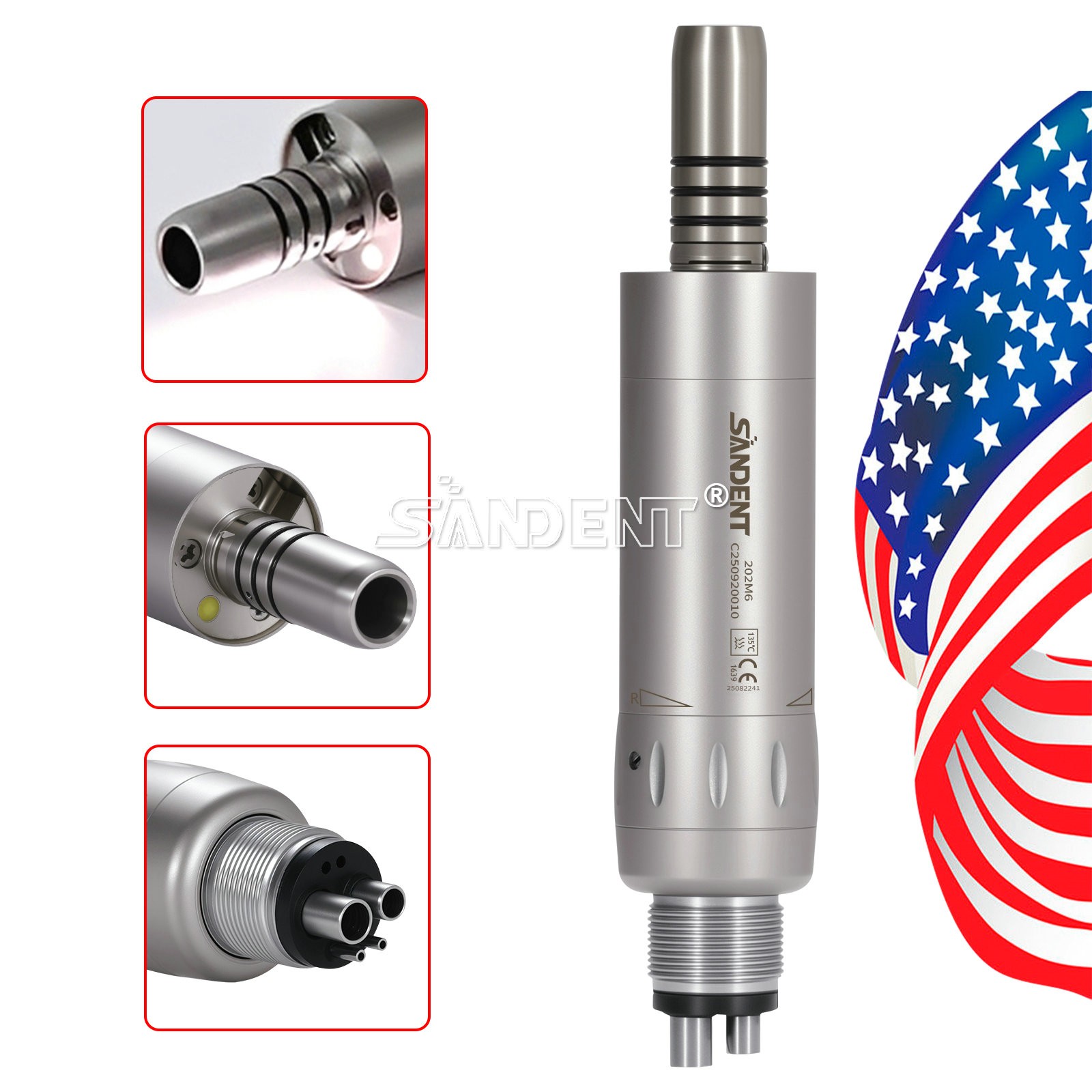 1-5 Dental Inner Water E-generator LED Low Speed Air Motor Handpiece 4 Hole po