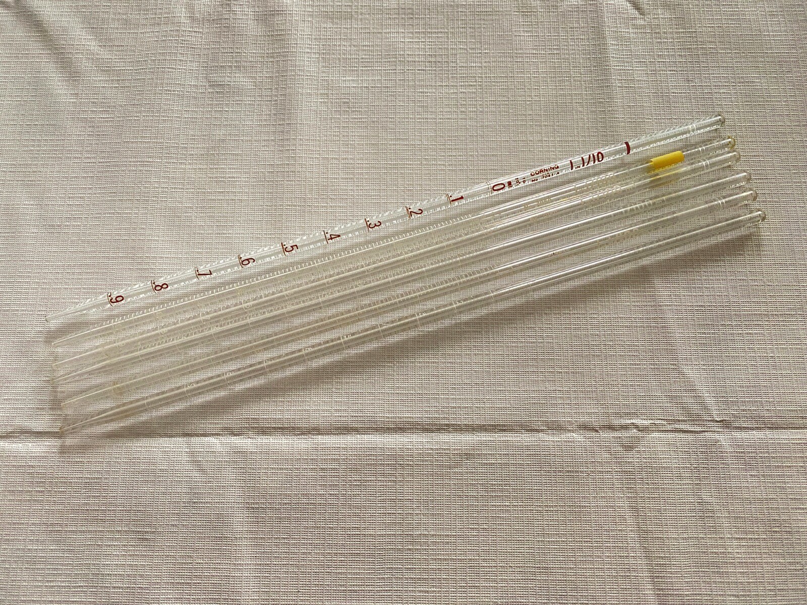 (6 Pcs) PYREX 1mL in 1/100 & 1mL in 1/10 Glass TD Serological Pipettes 13-3/4”