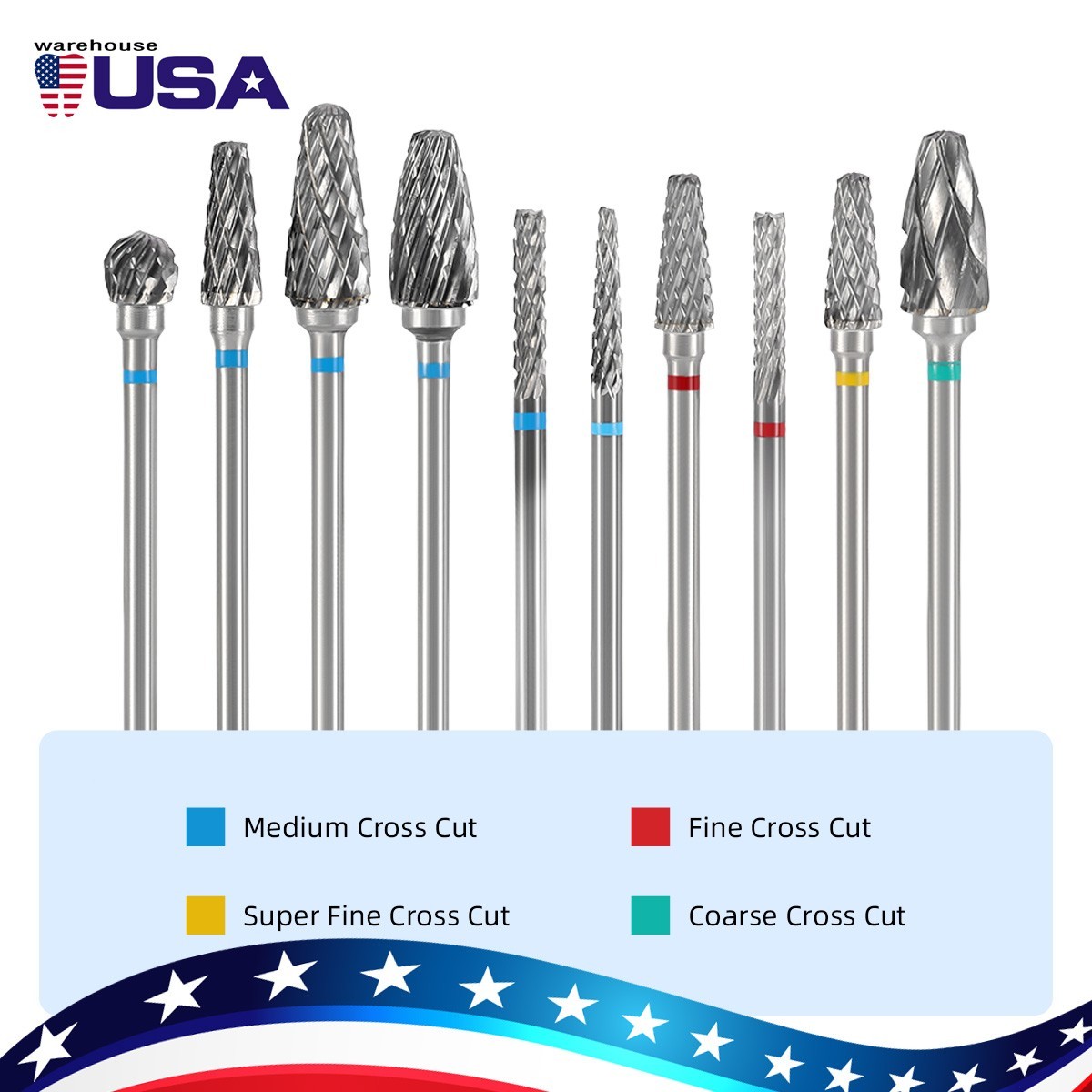 AZDENT Dental Lab HP 2.35mm Carbide Drills Polishing Kit Grinding Polishers Bur