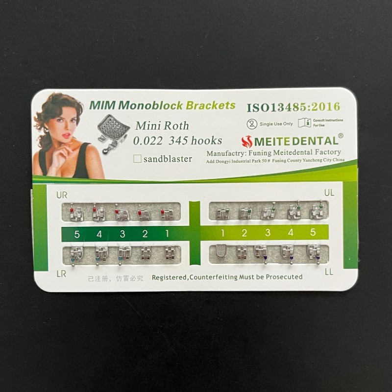 10 Sets Dental Orthodontic Bracket MIM Monoblock Mini Roth/MBT 022/018 345 Hooks