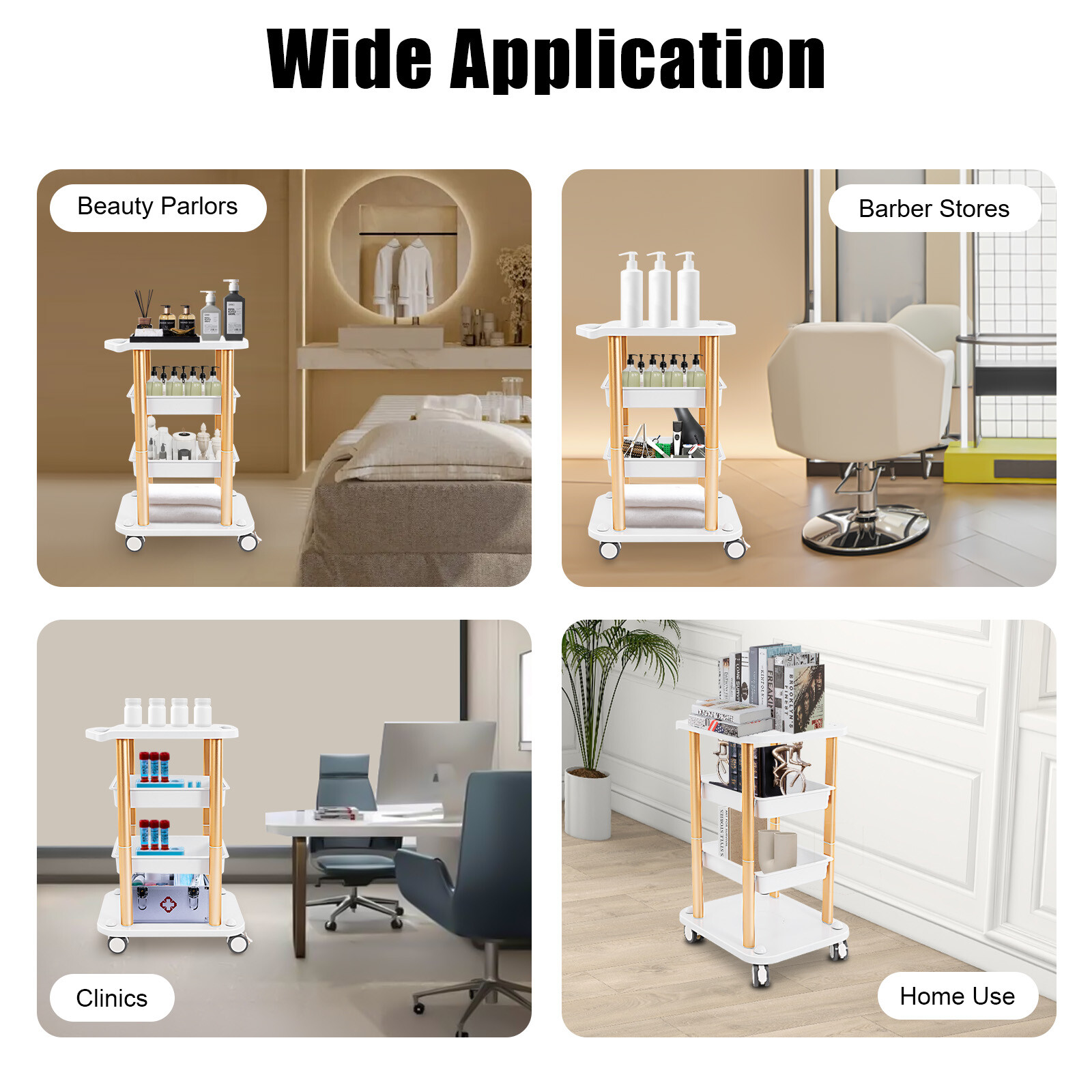 Instrument Rolling Cart For Cavitation Beauty Machine Salon SPA Trolley Stand US