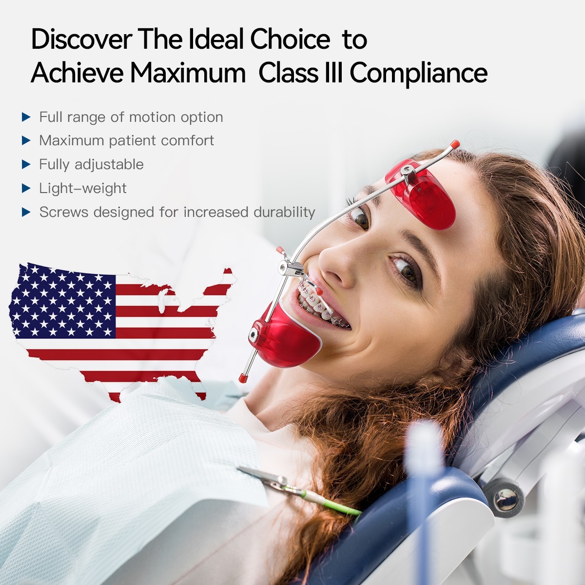 Dental Orthodontic forward pull Headgear facemask with Single Lever Adjustable