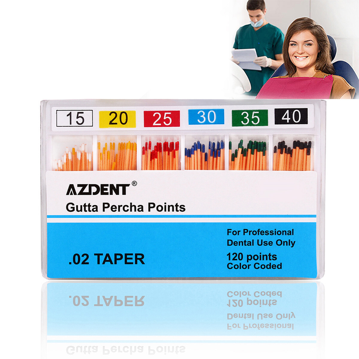 AZDENT Dental Endo Root Canal Gutta Percha Points / Absorbent Paper Points 0.02
