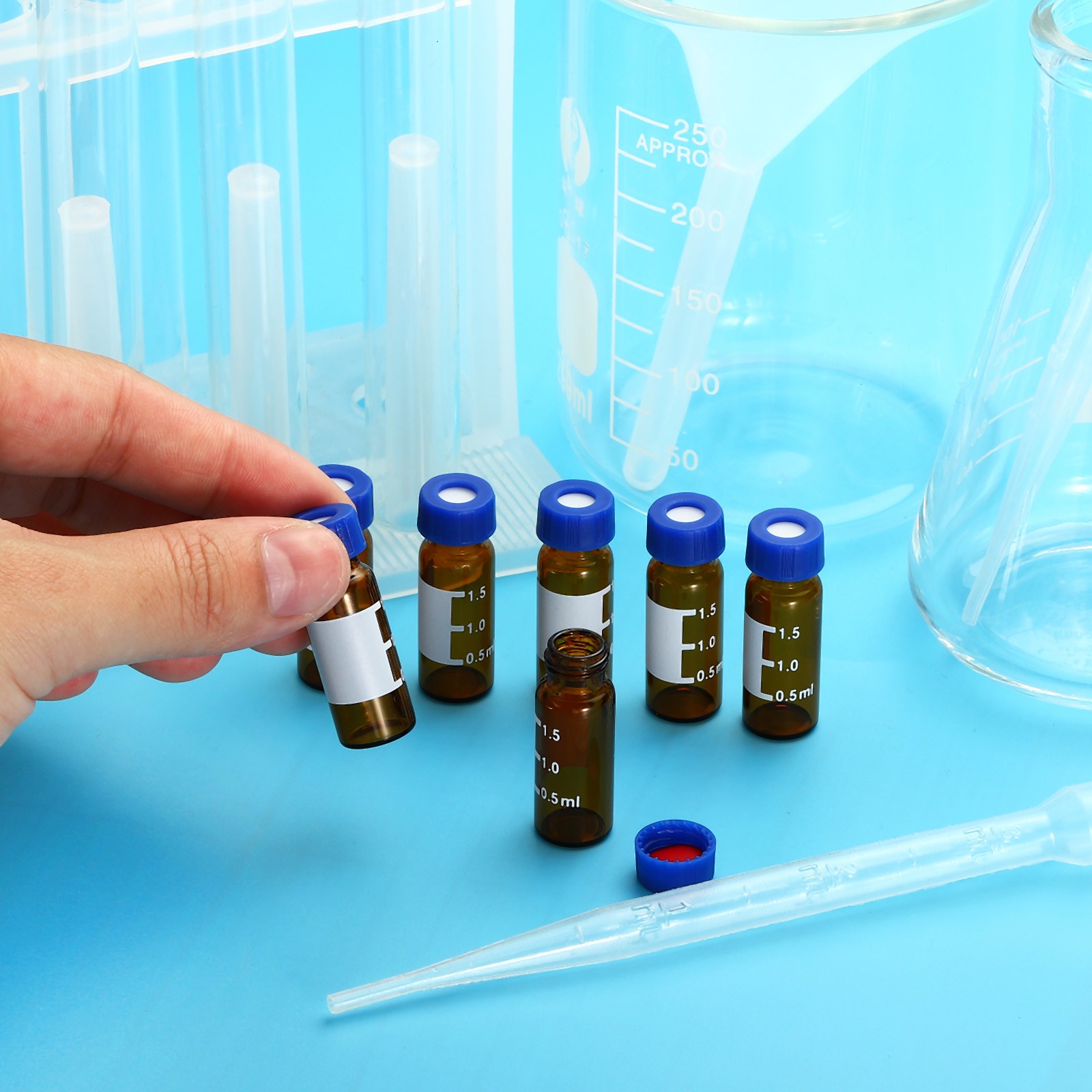 2ml Autosampler Vial, 200 Pack Pre-Slit HPLC/GC Vials 9-425 Lab Clear Vials