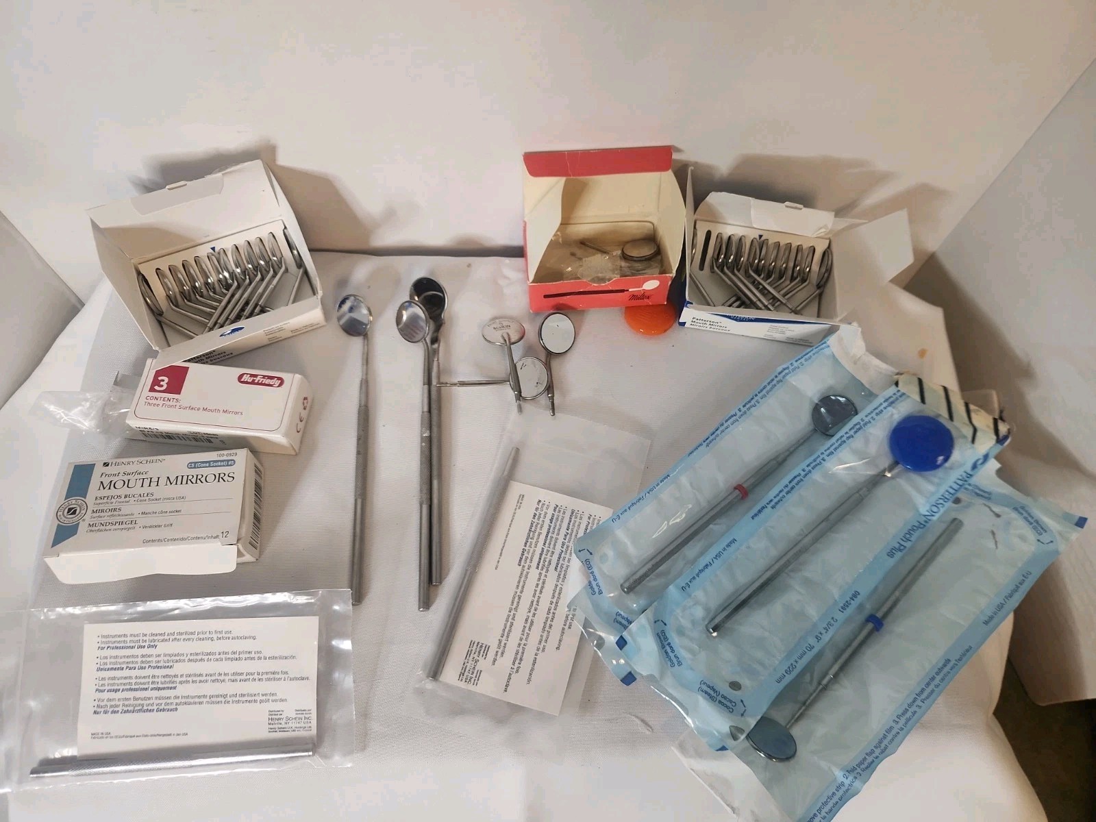 Dental Mouth Mirror Lot of 50 Handles & Replacement Patterson, Schein, Hu Friedy
