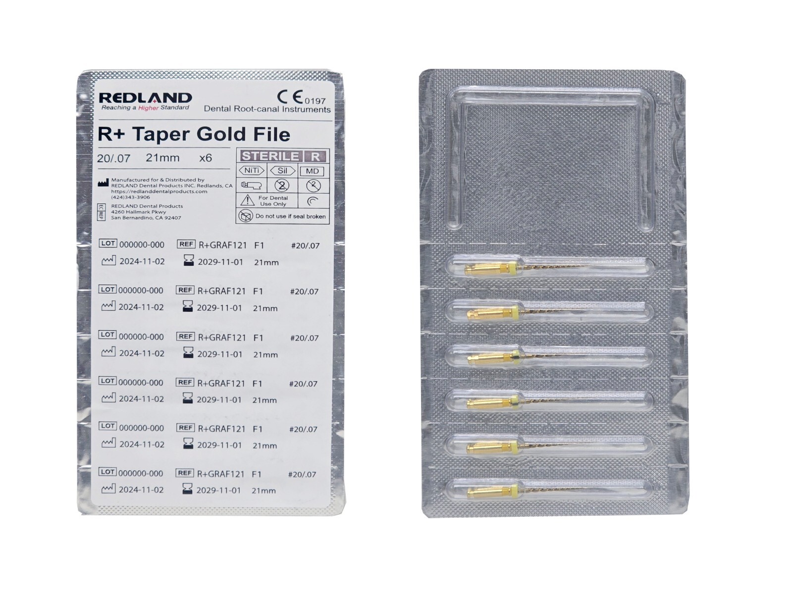 REDLAND R+ Taper Gold Rotary Files F1,F2,F3,F4,F5,S1,S2,SX-F3,SX 6 file/PK