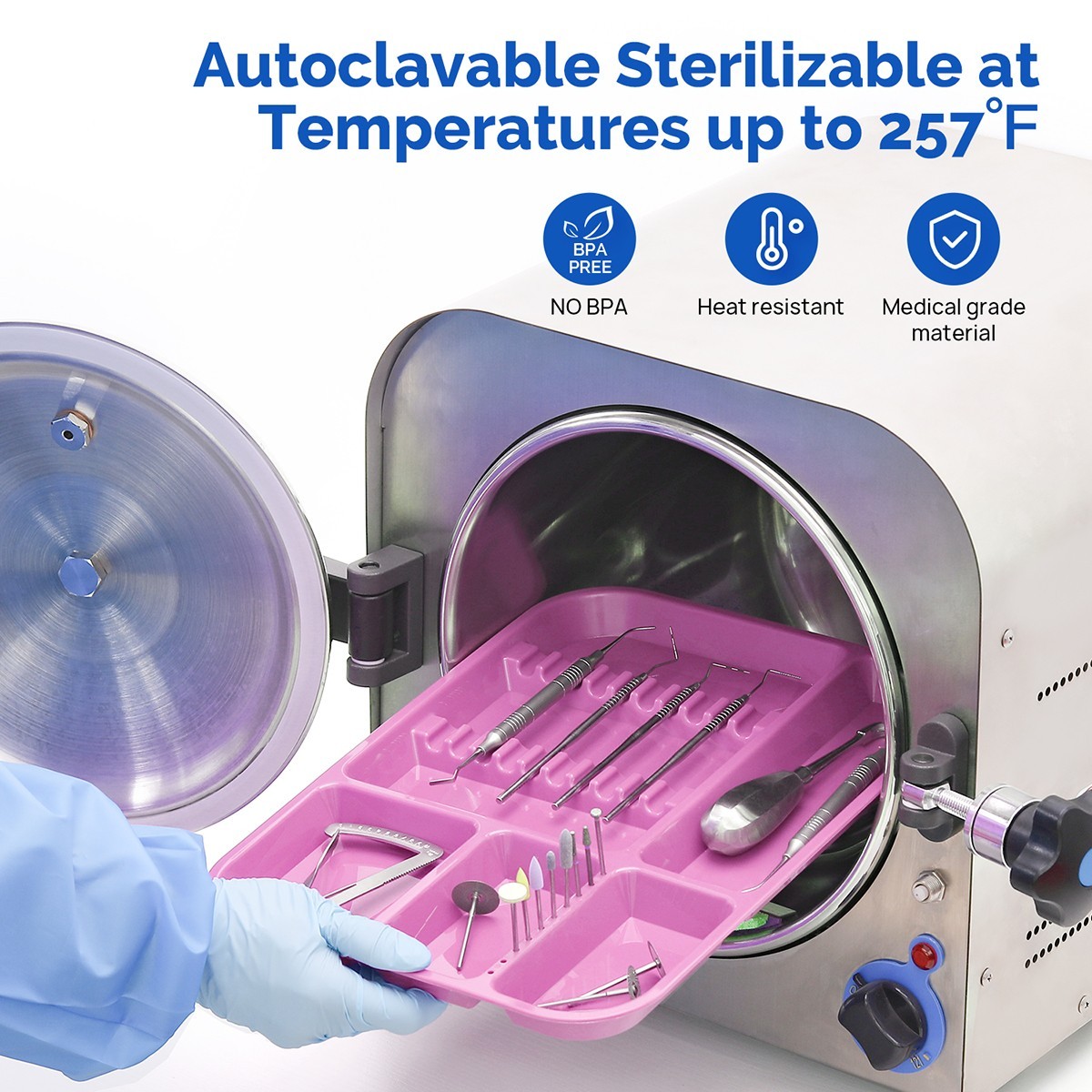 Dental Medical Autoclavable Plastic Trays Instrument Divided Separate Setup Tray