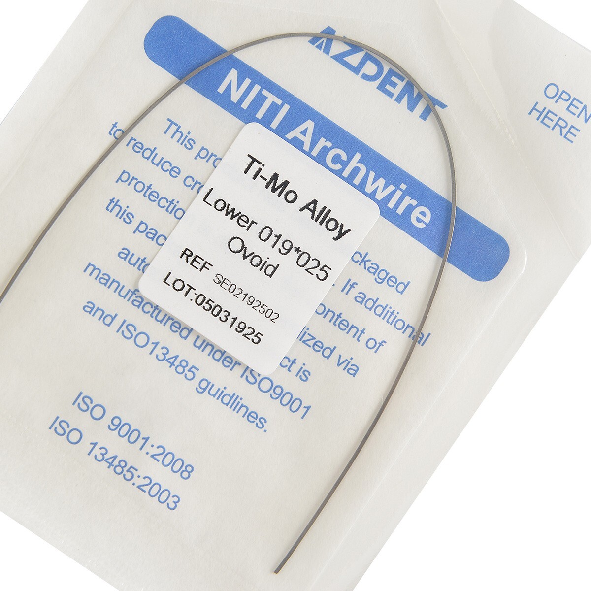 100X AZDENT Dental Orthodontic TMA Ti-Mo Alloy Rectangular Arch Wires 19X25Lower