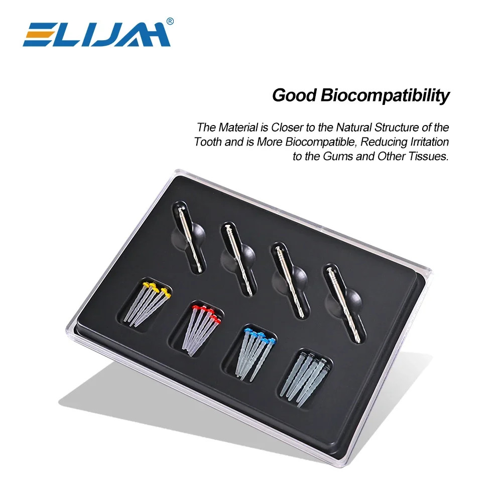 Dental Thread Fiber Post Set 20 pcs Screw Fiber Posts + 4 Drills Kits 1.2-1.8mm