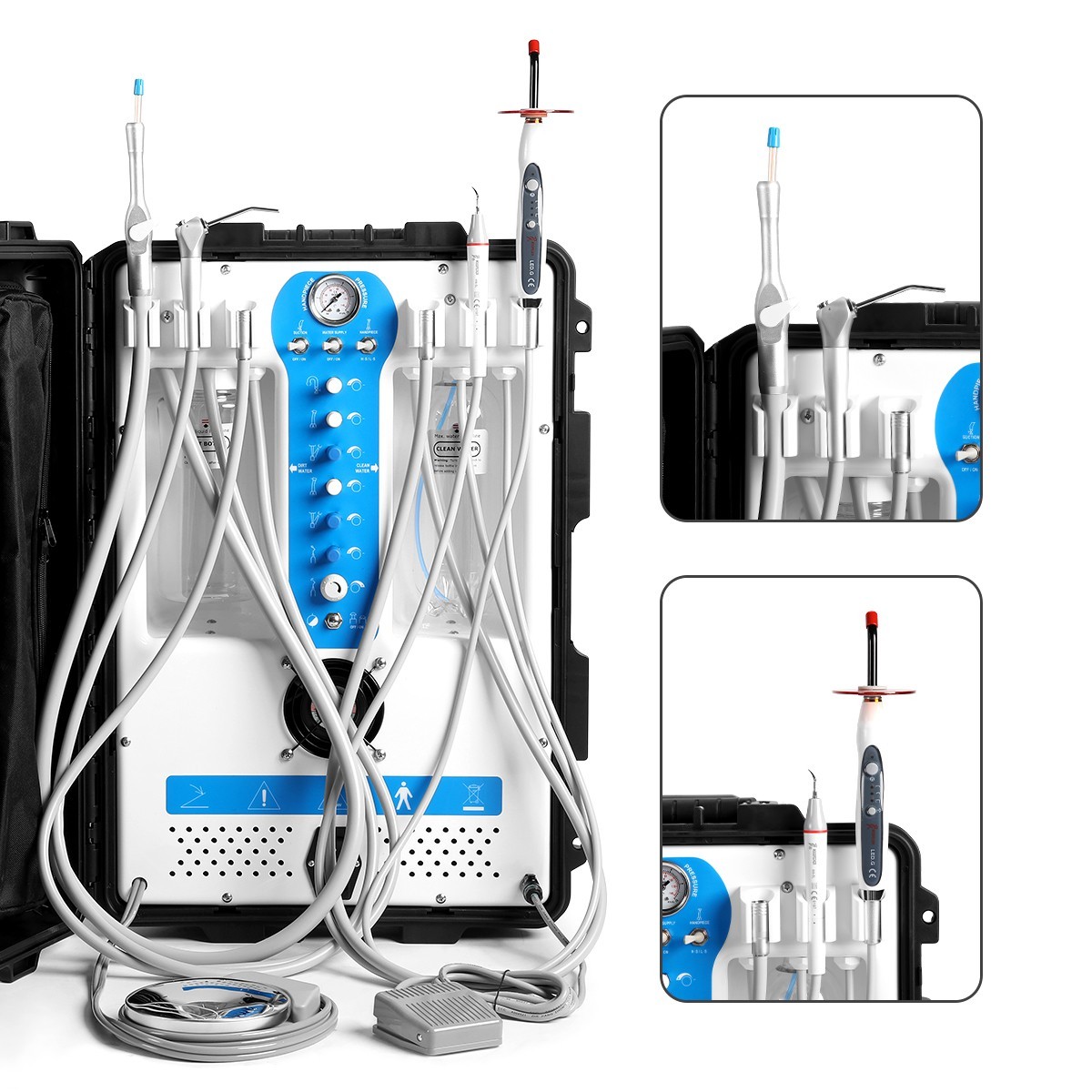 Mobile Dental Delivery Unit High Suction Air Compressor Scaler Curing Light FDA