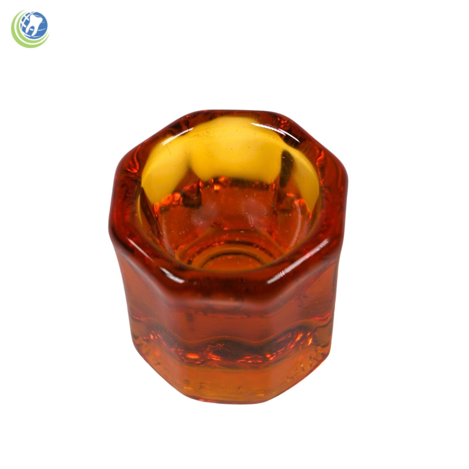 4 x GLASS DAPPEN DISH HONEY BROWN ACRYLIC LIQUID CONTAINER DENTAL COSMETOLOGY