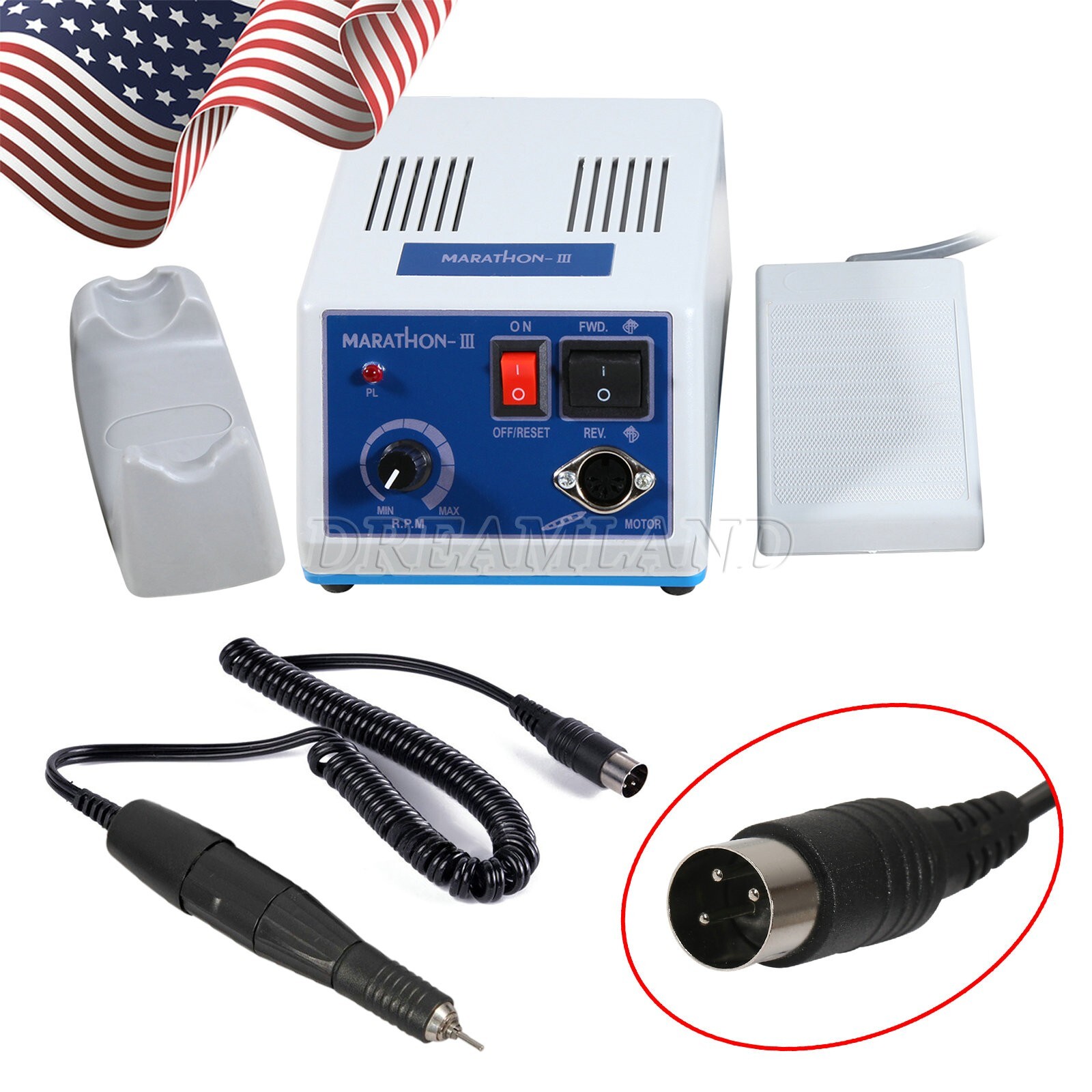 Dental Lab Marathon Micro Motor N3 WITH 35K RPM Handpiece Polishing USA FDA