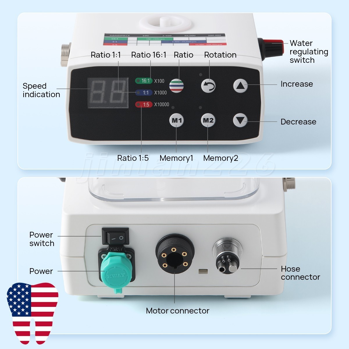 SANDENT Dental LED Electric Motor System Micromotor Water Tank Own Water Supply