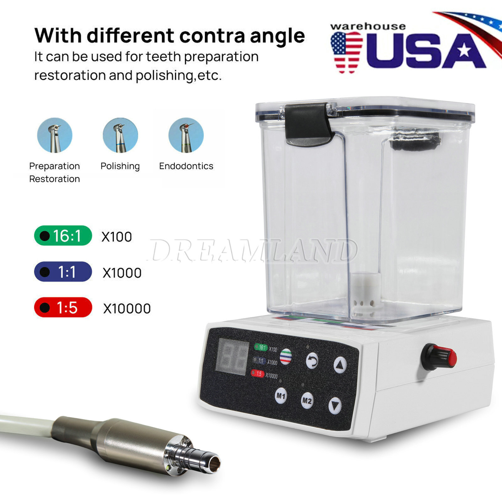 Dental LED Electric Motor System Micromotor & Water Tank For Practice UPS